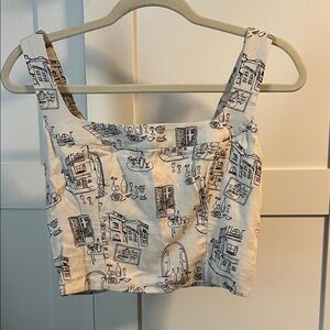 Abercrombie & Fitch Cream Printed Crop Top